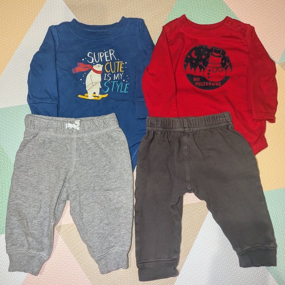 Winter Baby onesies & pants set, 3-6 months